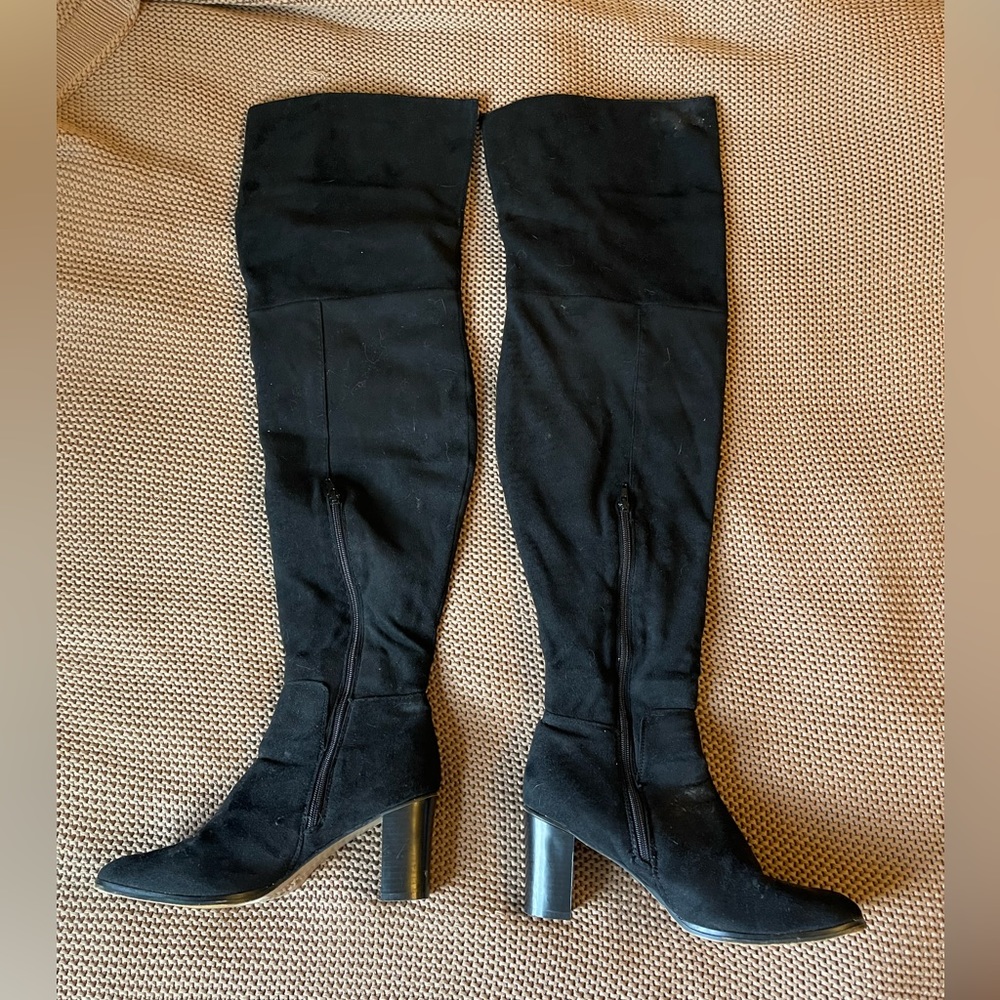 Thigh-High Black Heeled Boots